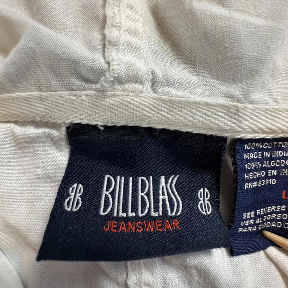 Bill Blass Men's Zip Hoodie Jacket L White Cotton Lightweight Streetwear Q-1 - Picture 2 of 14